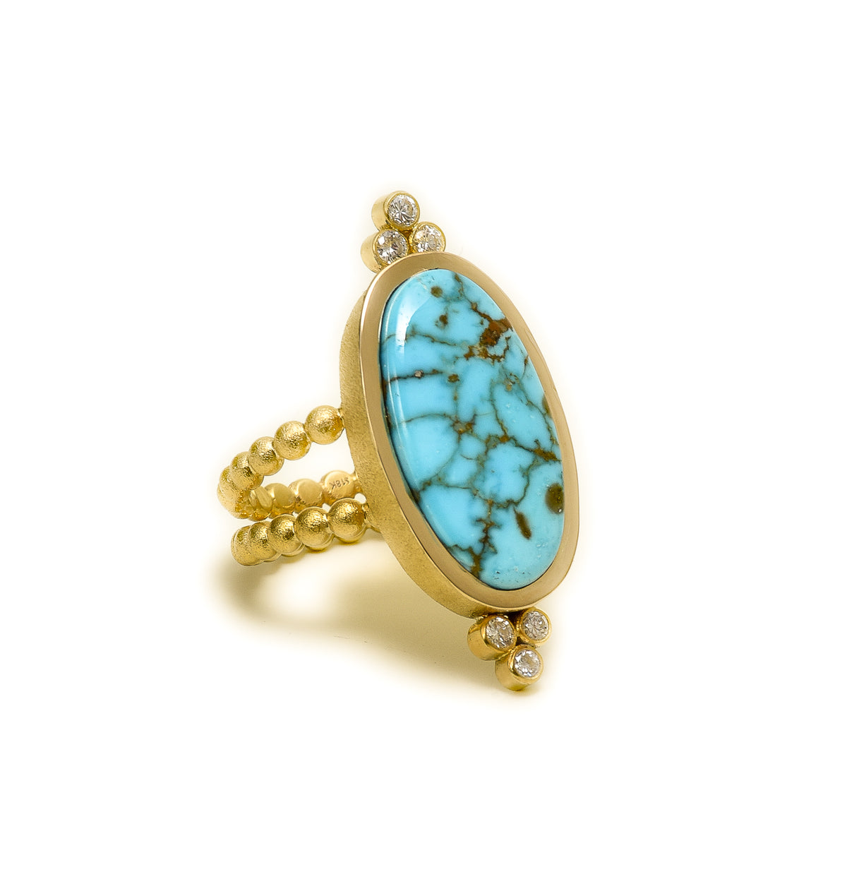 Kingman Turquoise Ring with Double Bead Band