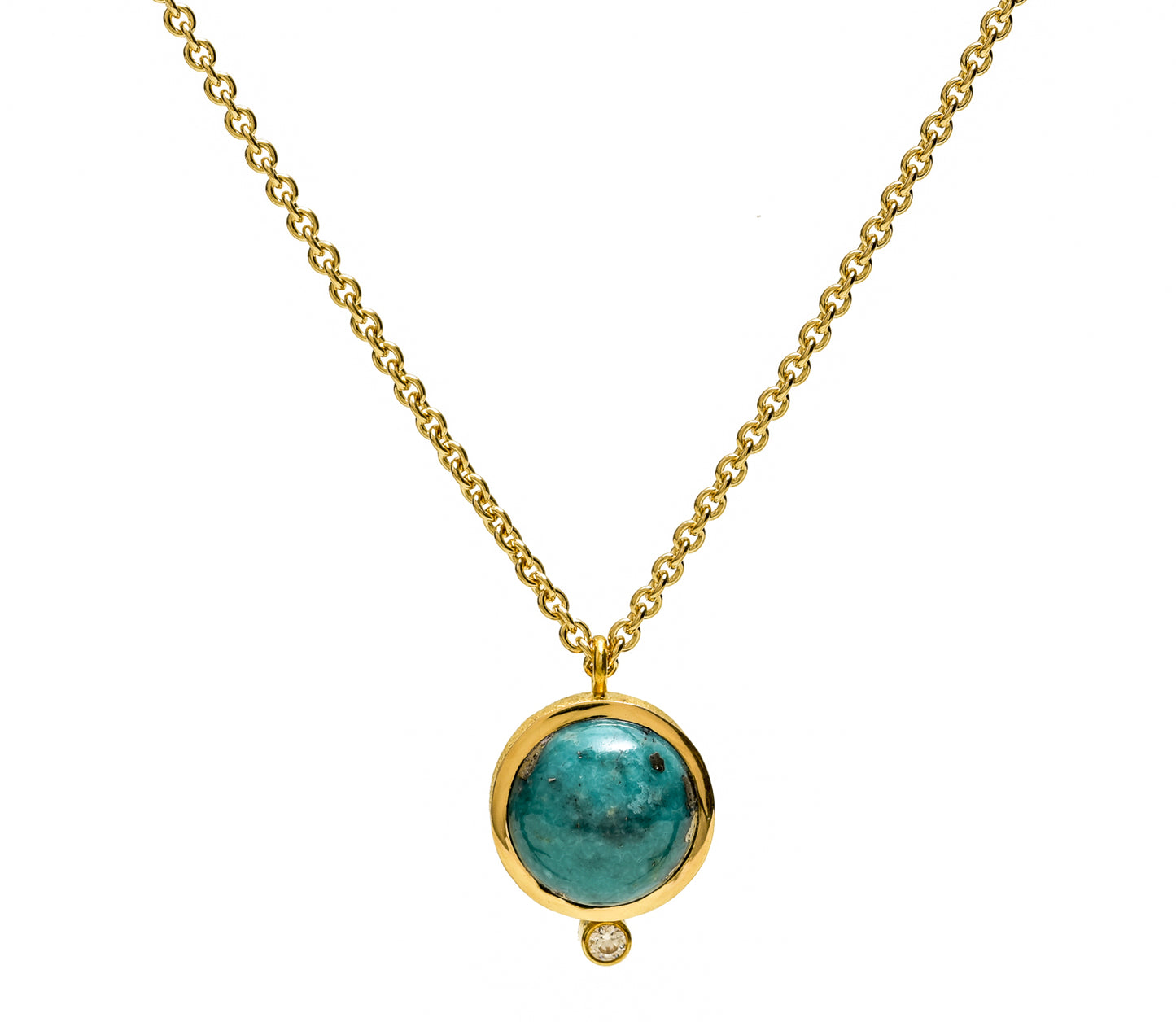 18K Raindrop Pendant ~ Morenci Turquoise