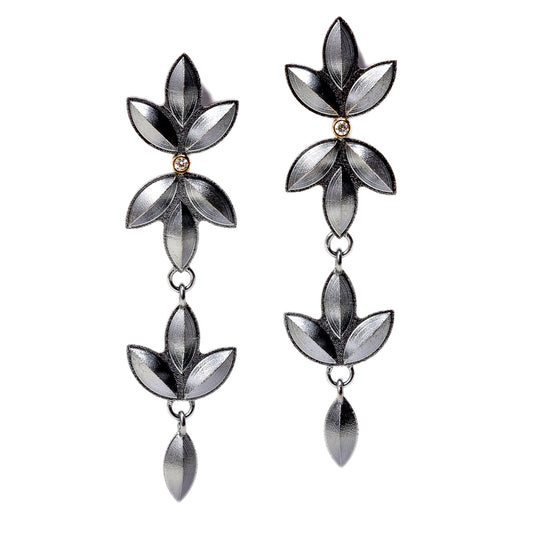 Sweet Pea Silver Dangle Earrings