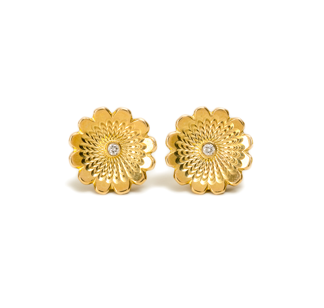 Guilloche Studs~18K Gold