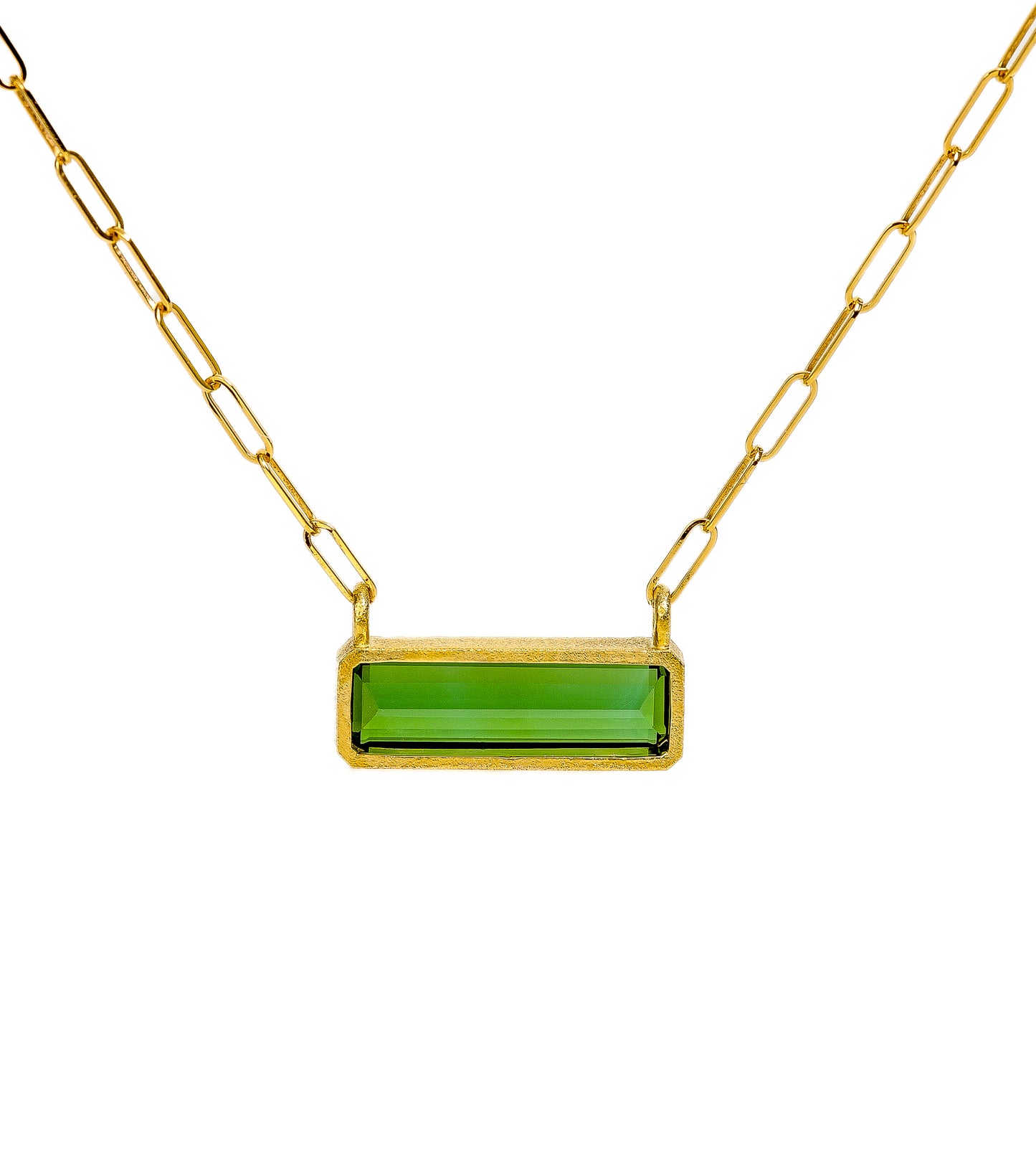 18K Gold Green Tourmaline Necklace