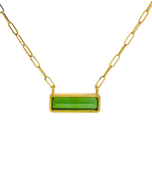 18K Gold Green Tourmaline Necklace