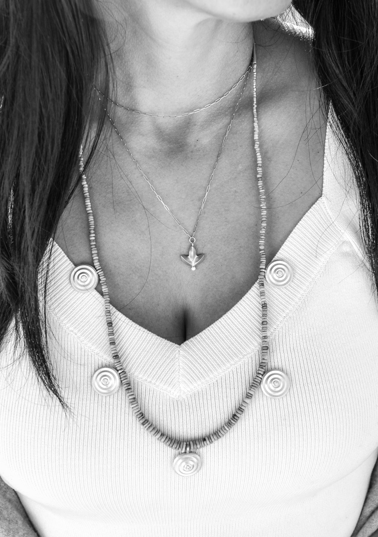 Sweet Pea Single Drop Necklace on Paperclip Chain ~ 18K Gold