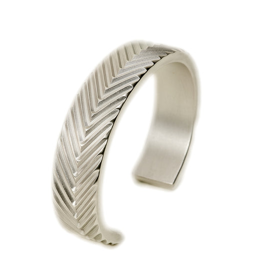 Mountain Range Herringbone Cuff ~ Sterling Silver