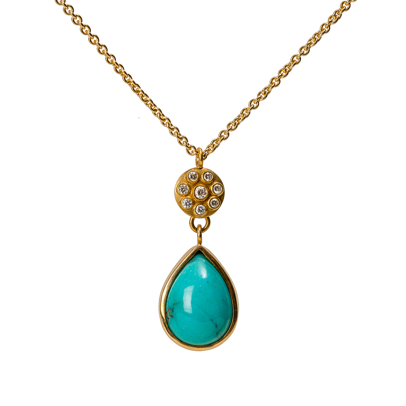 18K Gold Bisbee Turquoise Pendant