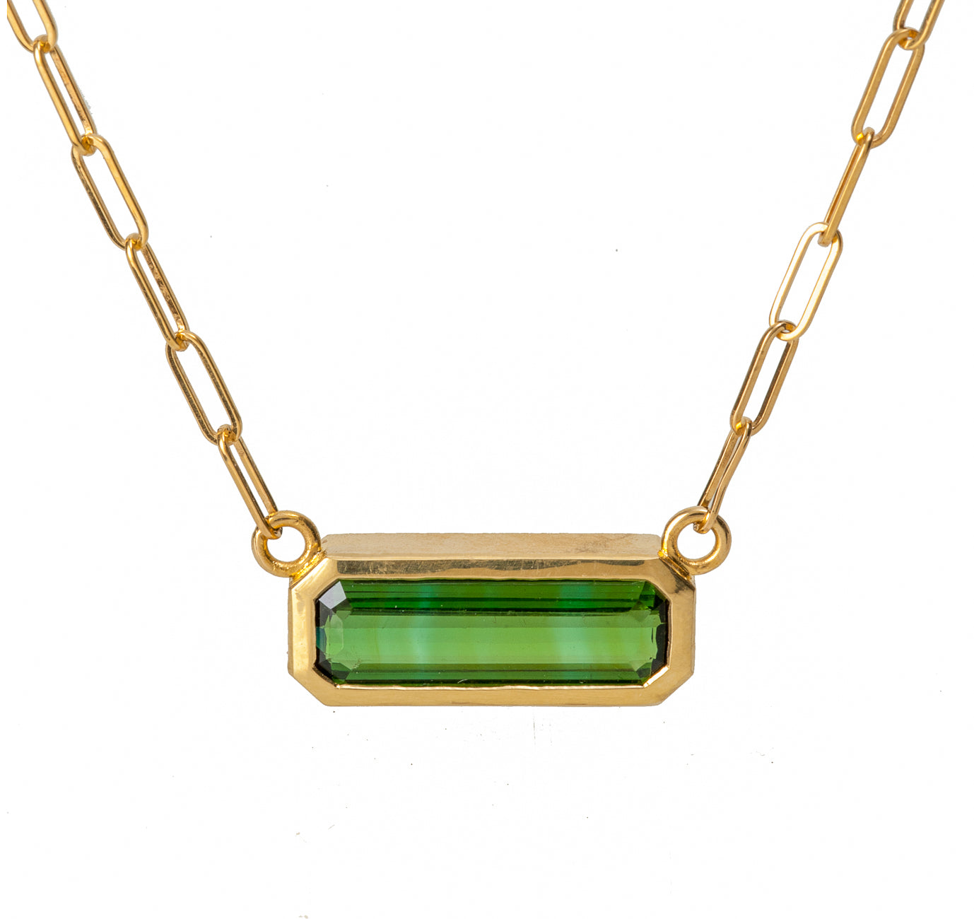 18K Gold Green Tourmaline Necklace