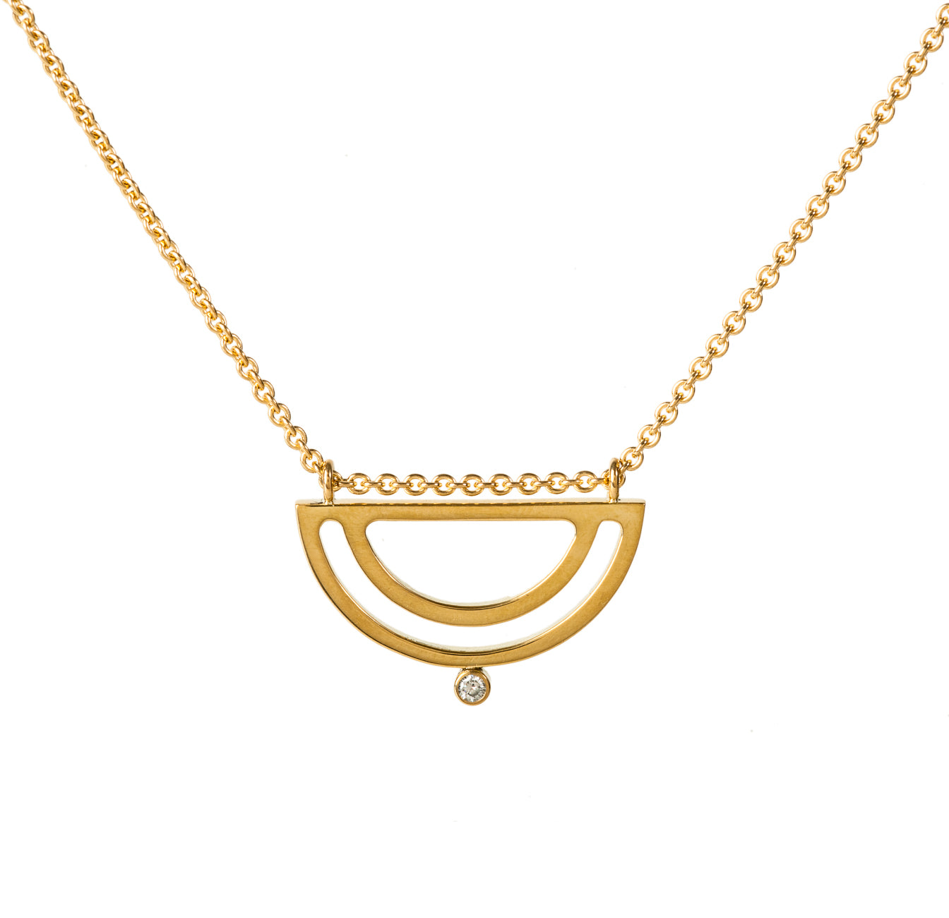 Strata Half Moon Pendant ~ 18K Gold