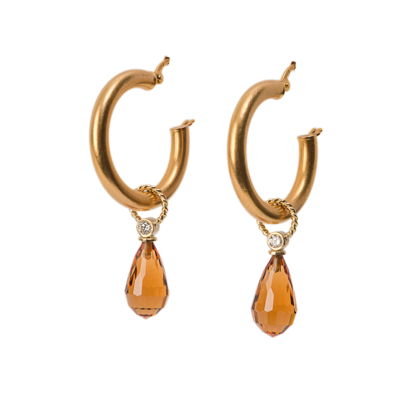 Citrine Briolette Hoop Earrings