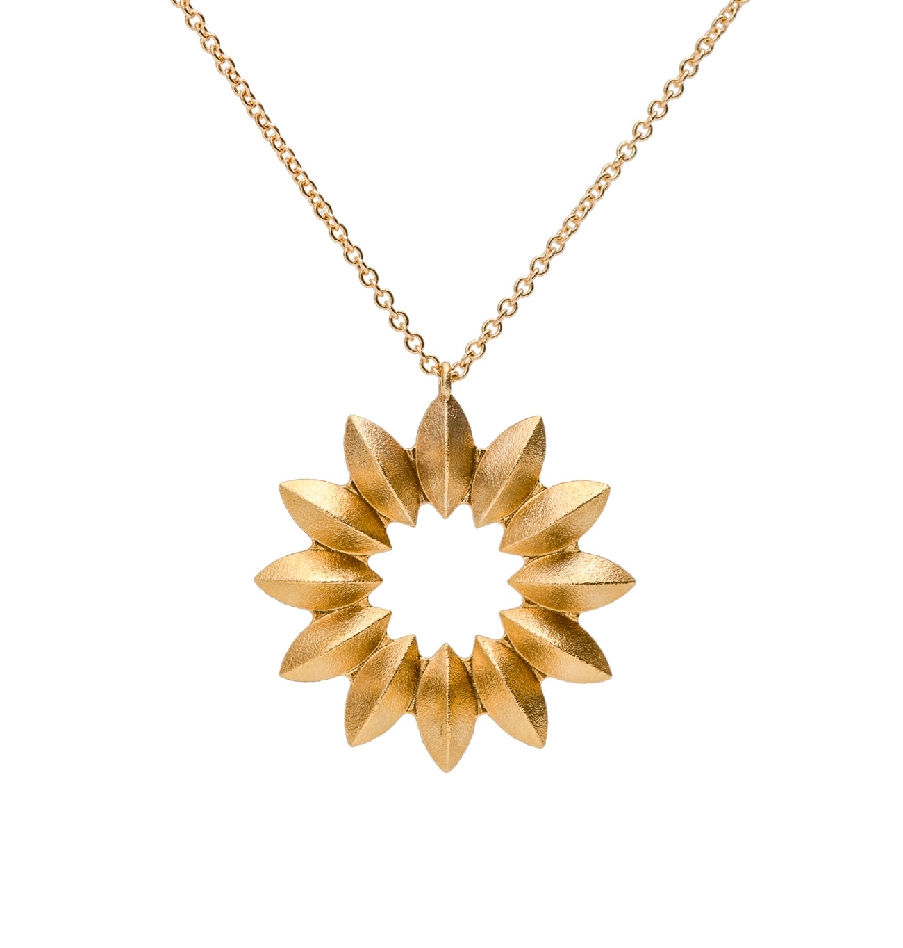 Sweet Pea Circle Pendant ~ 18K Gold