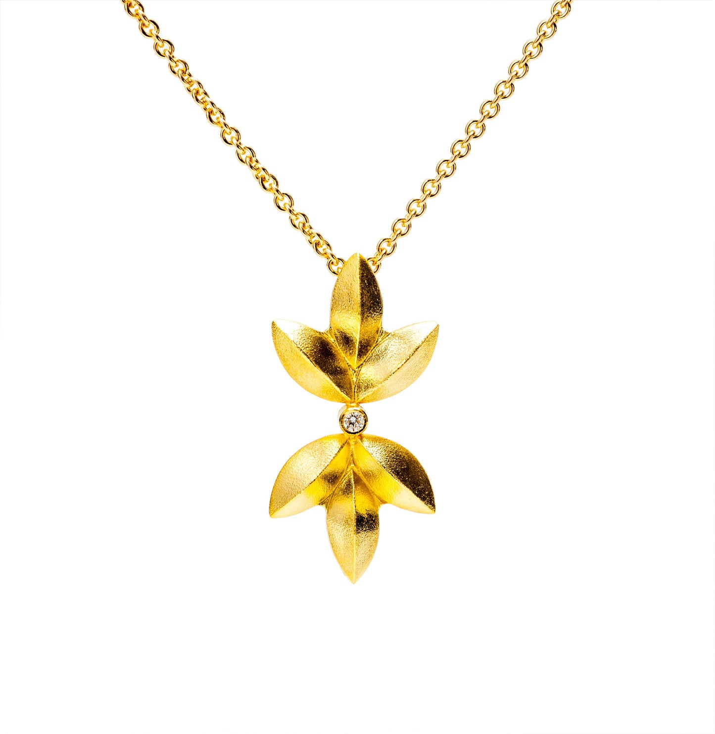 Sweet Pea Mirror Pendant ~ 18K Gold