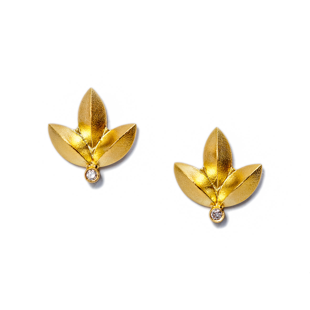 Sweet Pea Studs with Diamonds ~ 18K Gold