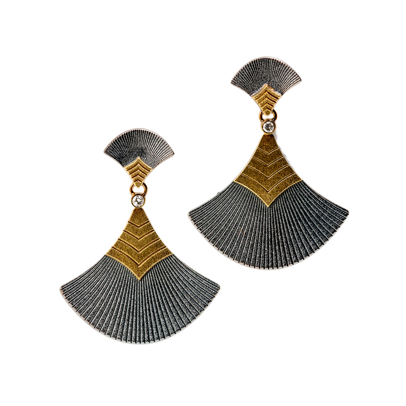 Fan Drop Earrings with Diamonds