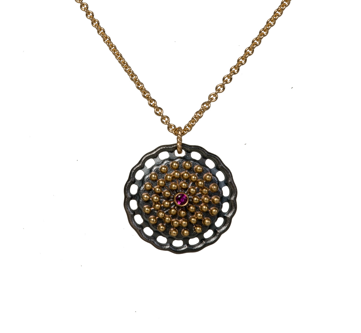 Lace Pendant with Ruby