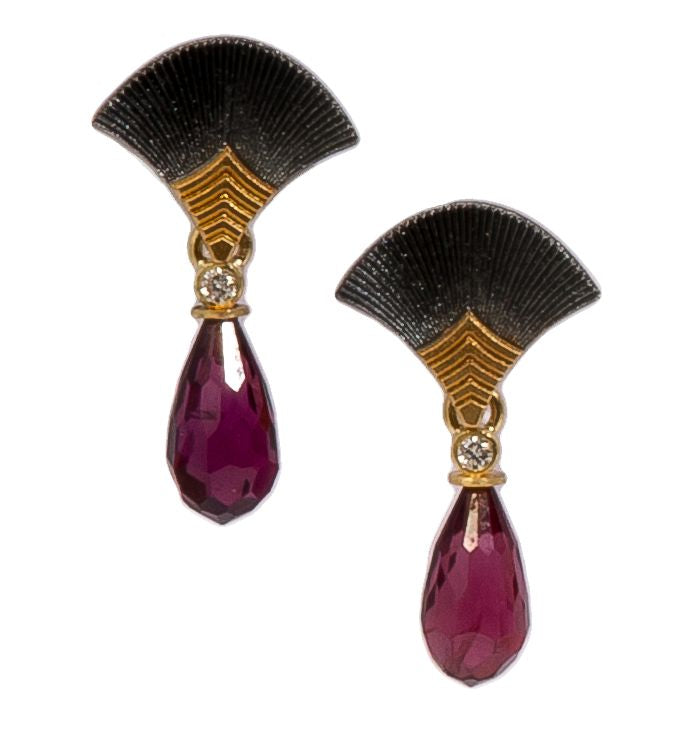 Fan Earrings ~ Mozambique Garnet