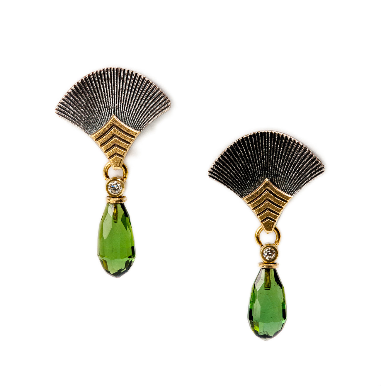 Fan Earrings with Tourmaline