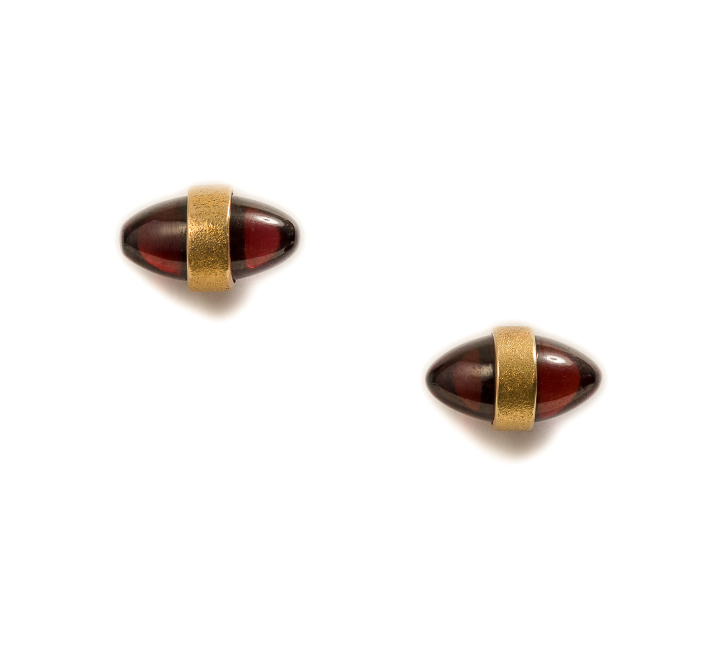 Bullet 18k Gold Studs ~ Garnet