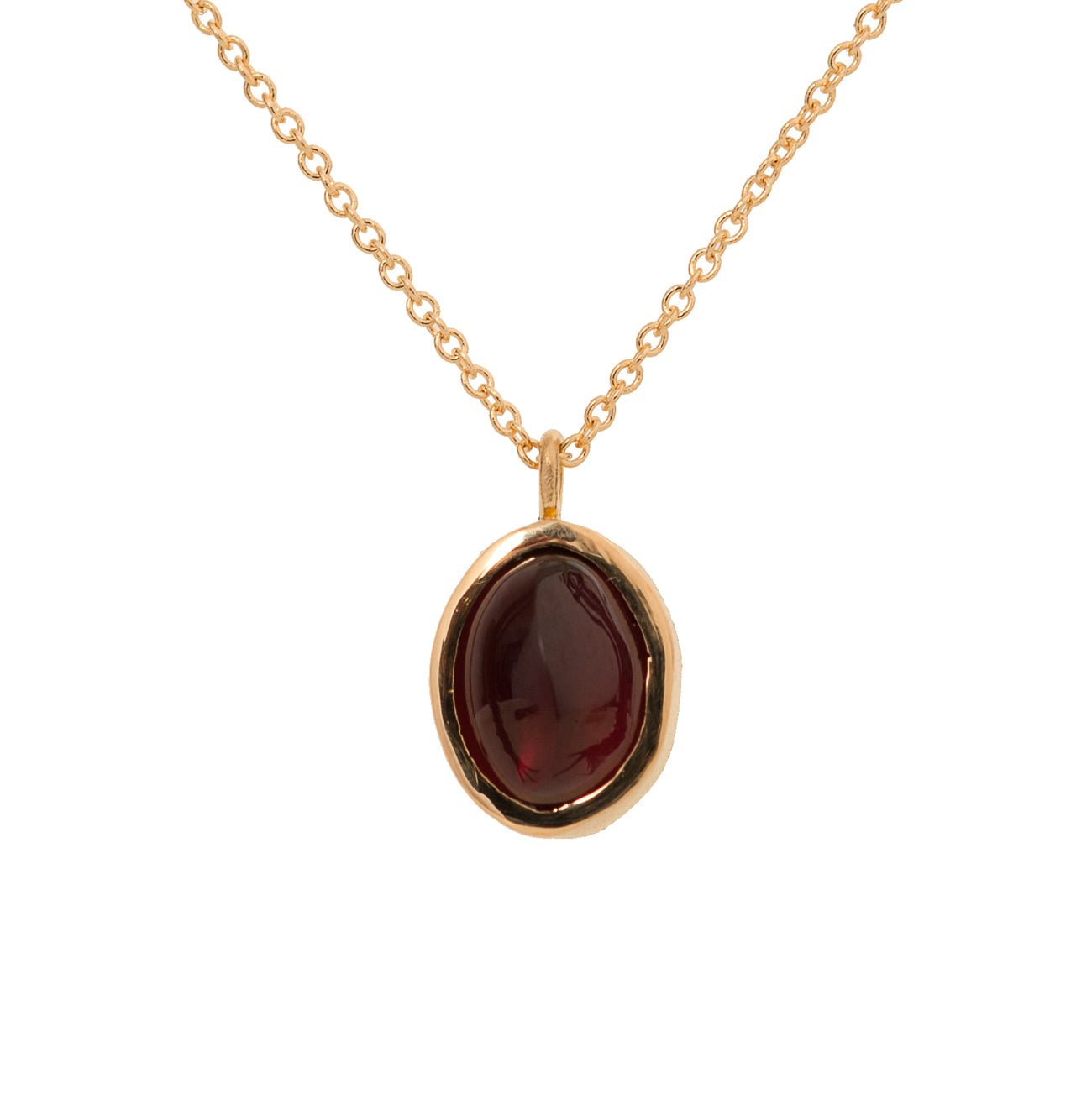 Garnet Wave Pendant ~ 18K Gold
