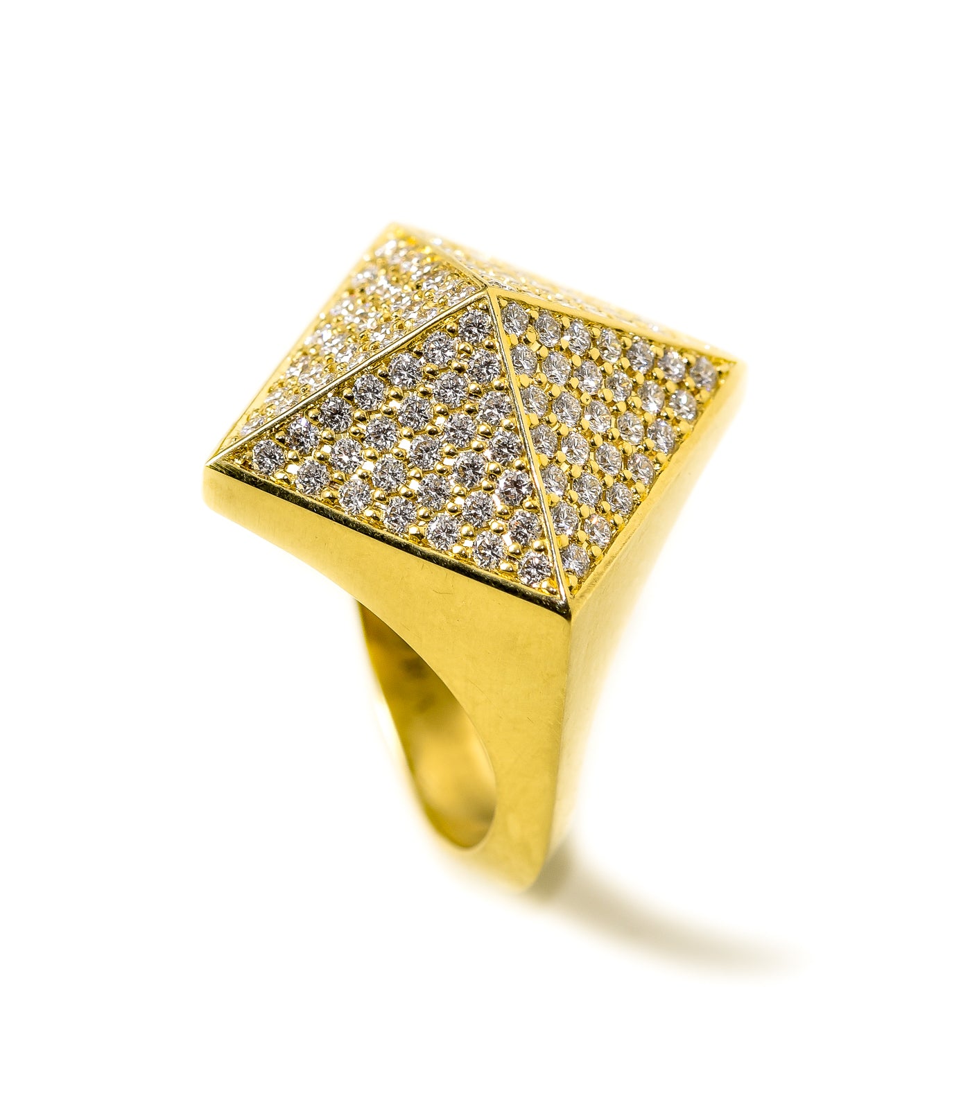 Single Pyramid Ring ~ 18K Gold with Diamonds