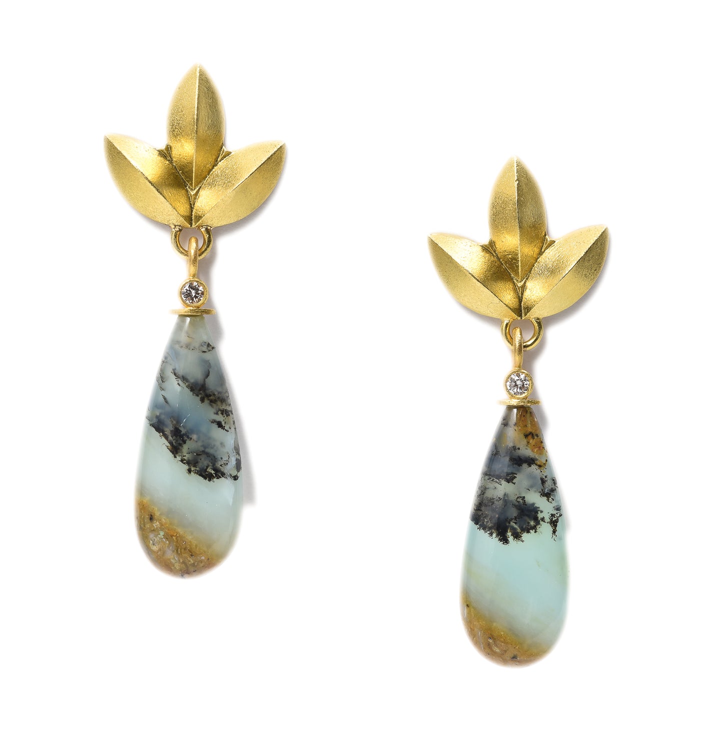 Sweet Pea Briolette Earrings ~ 18K Gold with Peruvian Opal