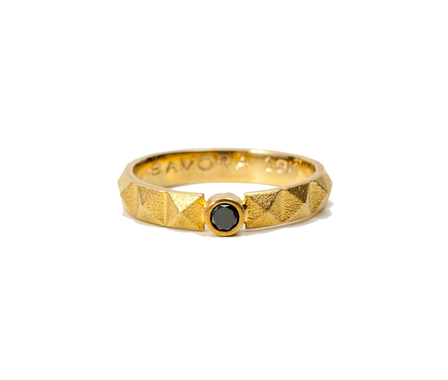 Pyramid Ring ~ 18K Gold with Black Diamond