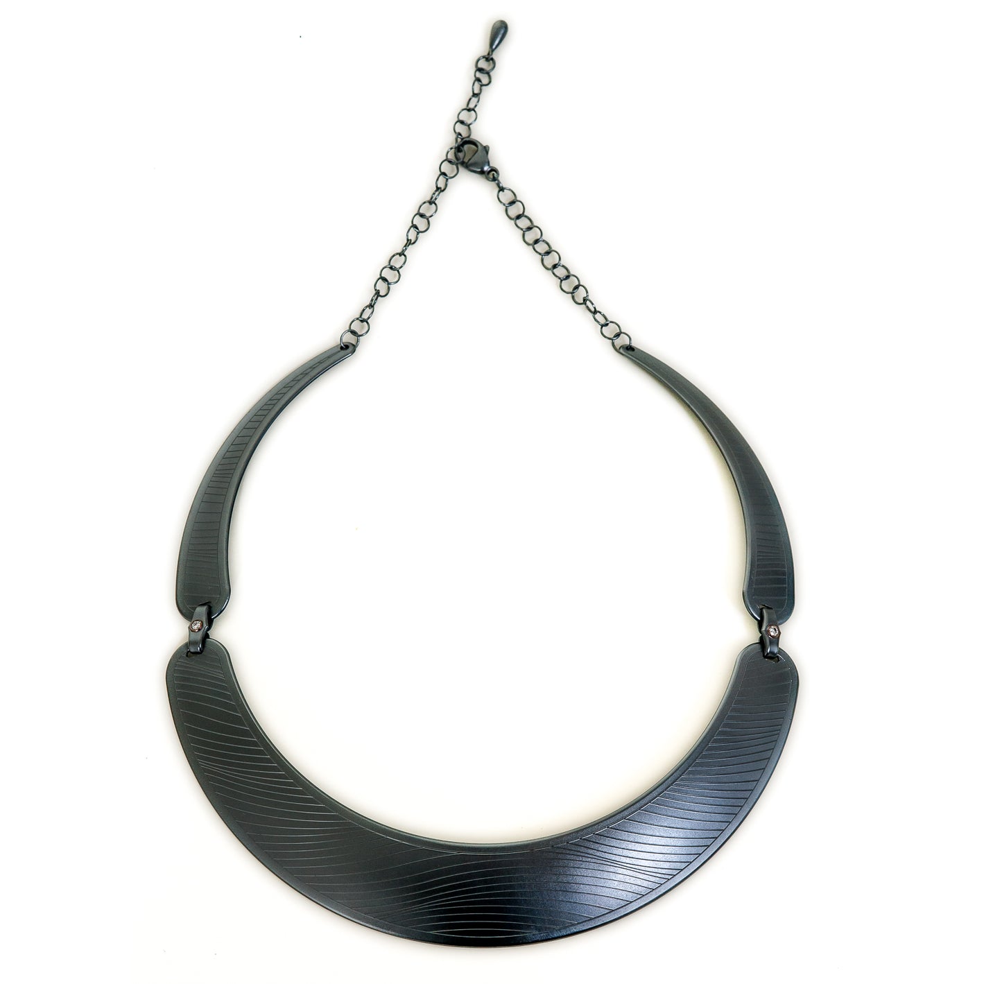 Gorget with Diamonds ~ Oxidized Sterling Silver