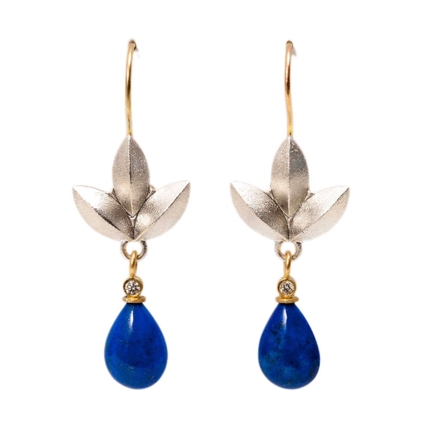 Sweet Pea 18K Gold French Wire Earrings ~ Lapis Briolettes