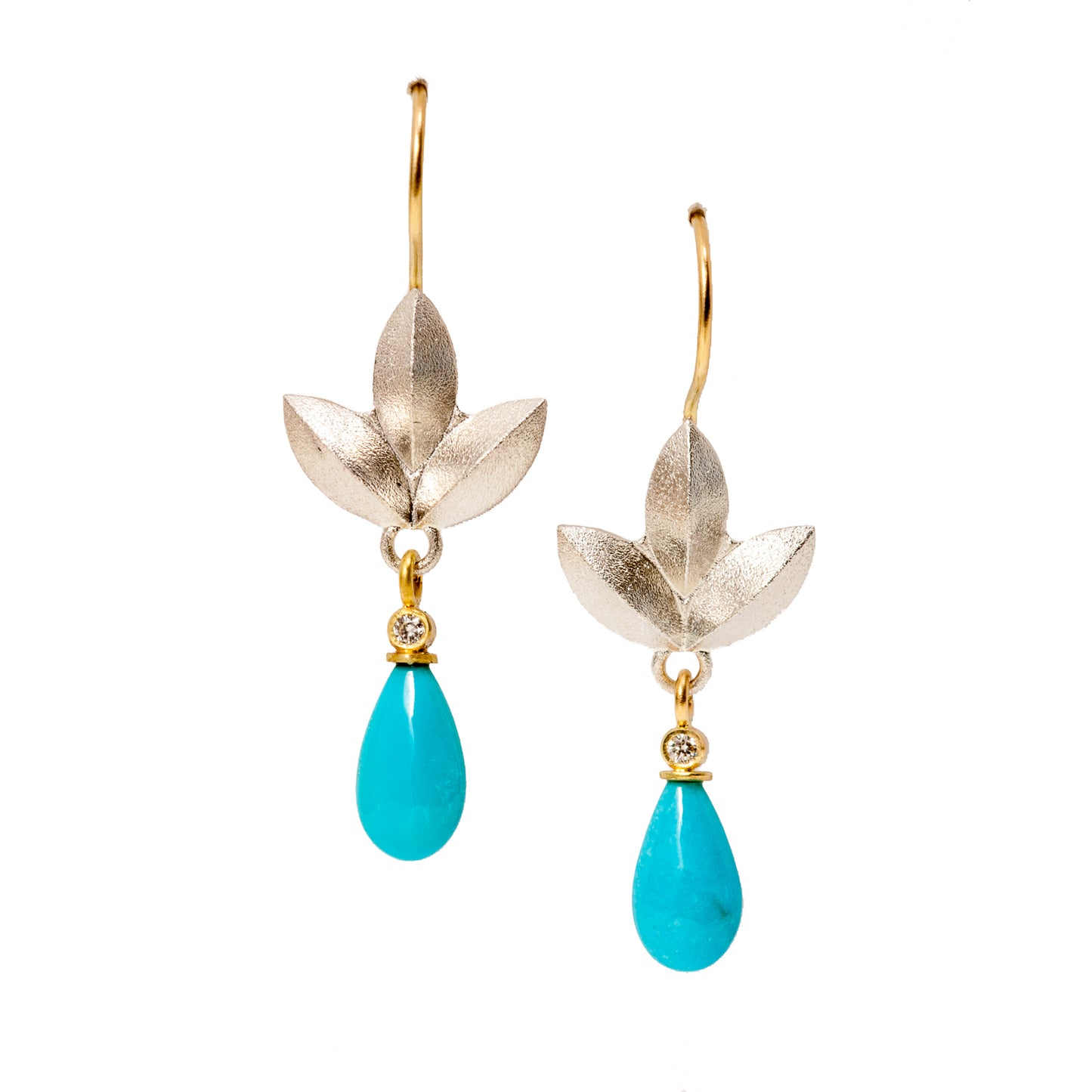 Sweet Pea 18K Gold French Wire Earrings ~ Sleeping Beauty Turquoise Briolettes