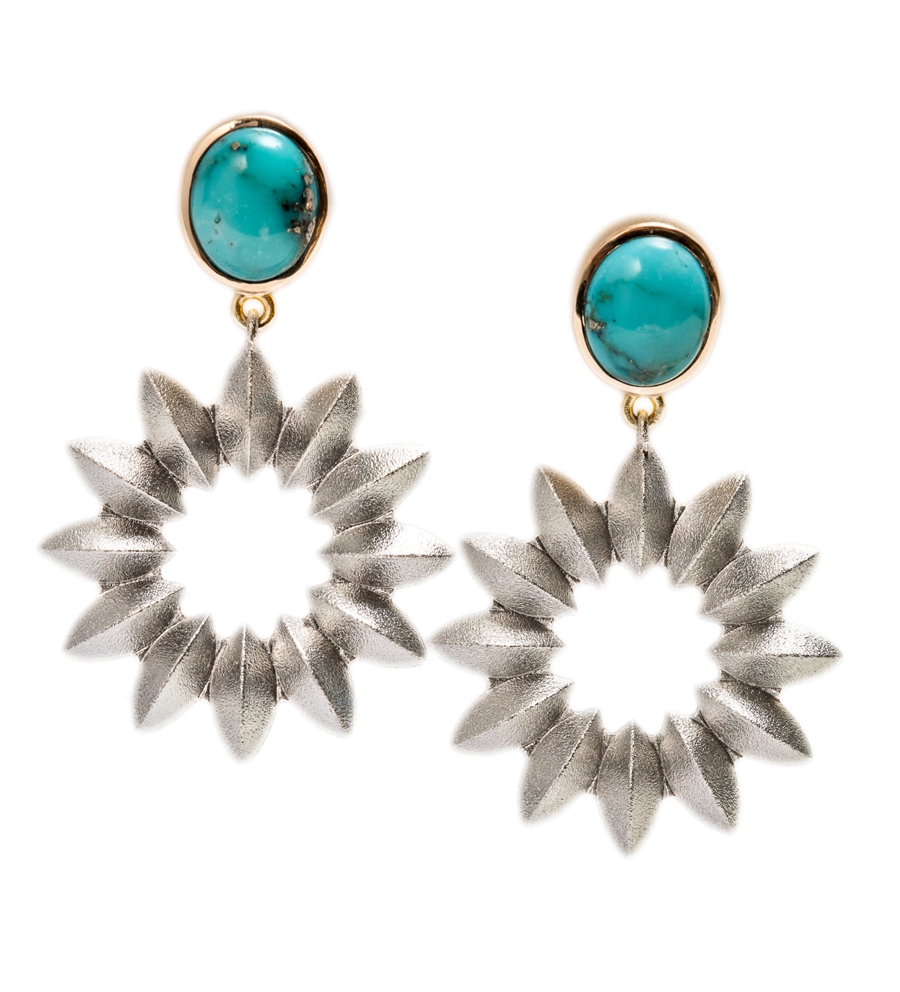 Sweet Pea Circle link Earrings ~ Morenci Turquoise