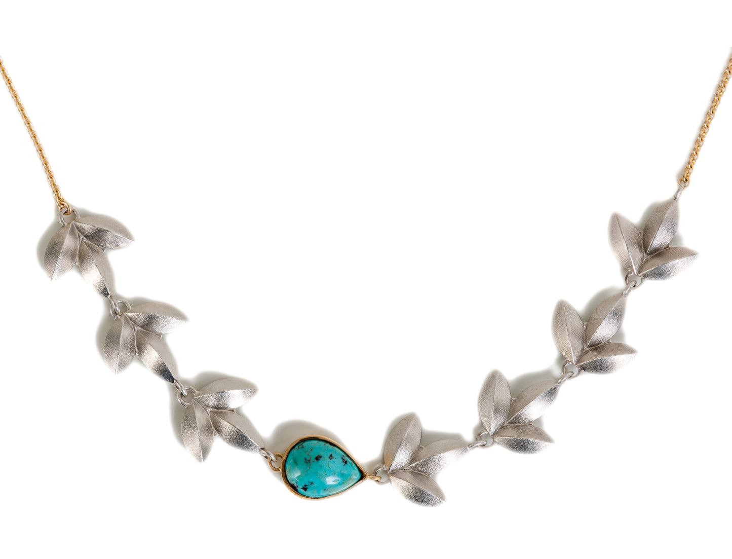 Sweet Pea Link Necklace ~Morenci Turquoise