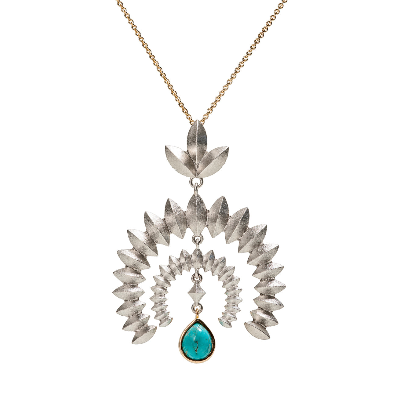 Sweet Pea Naja Pendant ~ Oxidized with Turquoise