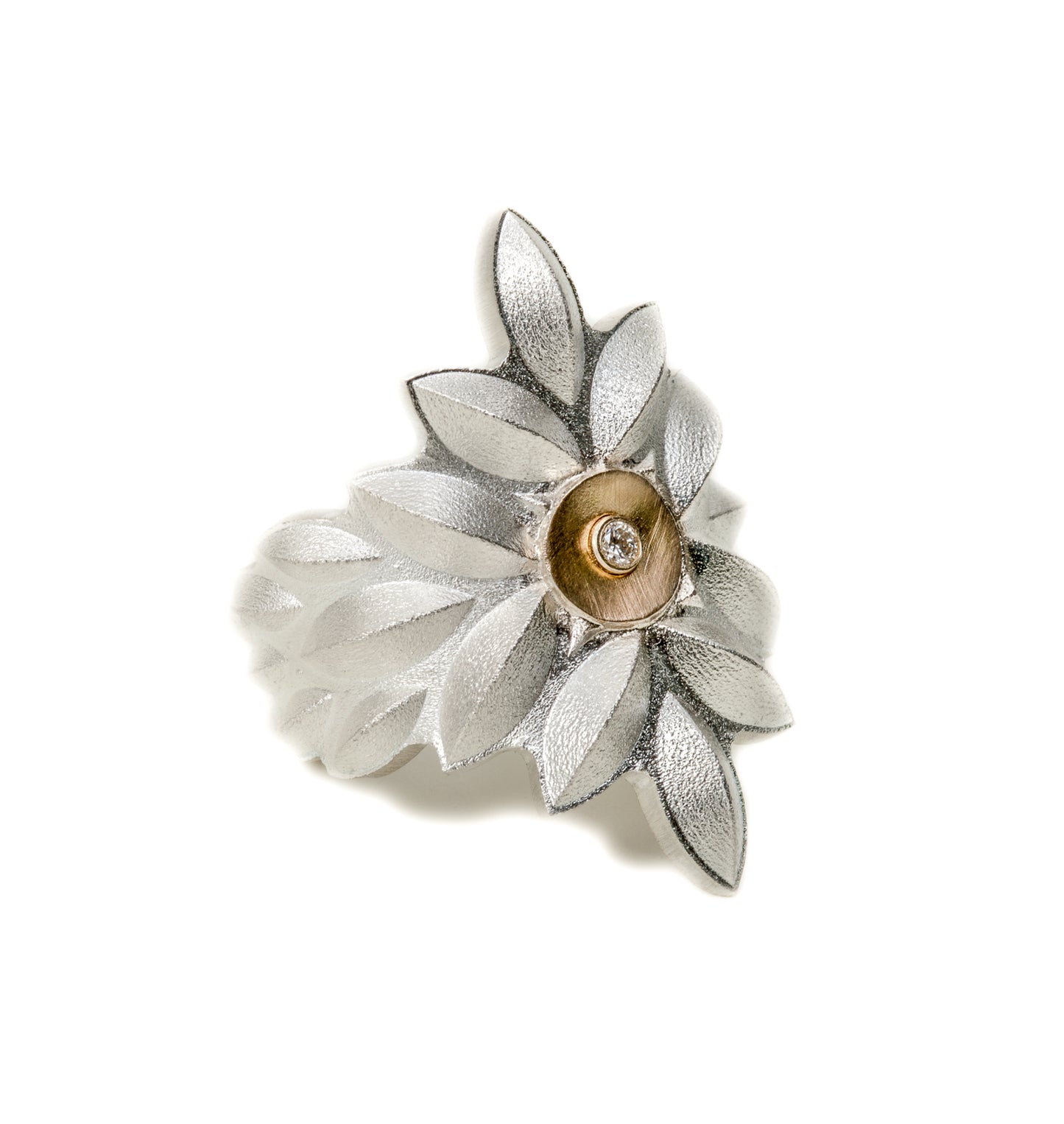 Sweet Pea Shield Ring with Diamond