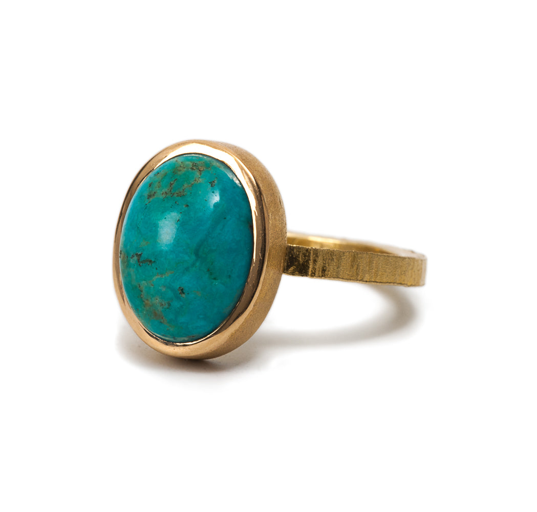 Bisbee Turquoise Royal Ring ~ 18K Gold