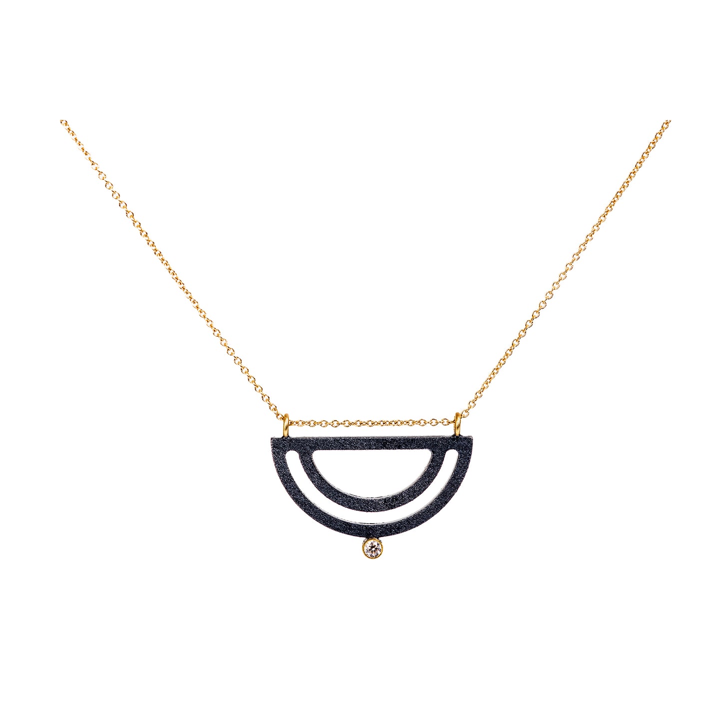 Strata Half Moon Necklace with Diamond