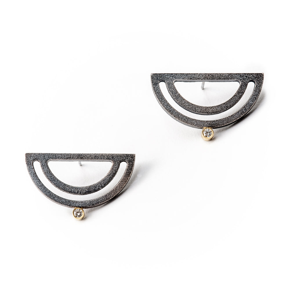 Strata Half Moon Earrings with Diamonds
