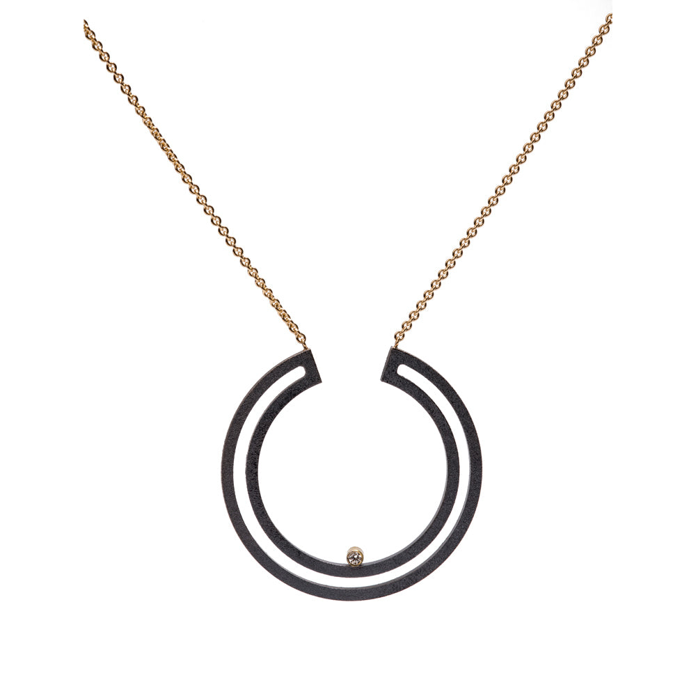 Strata Full Moon Necklace with Diamond ~ Large
