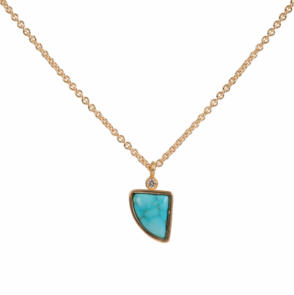 Number 8 Turquoise Pendant Small ~ 18K Gold