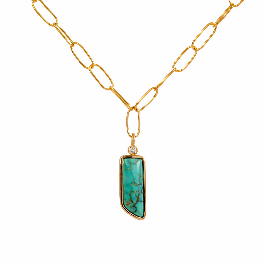 Kingman Turquoise Pendant ~ 18K Gold