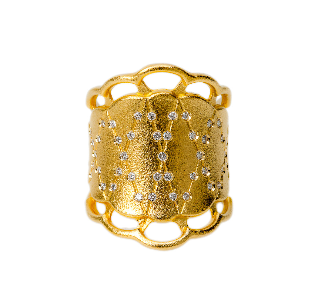 Lace Ring with Diamonds ~ 18K Gold