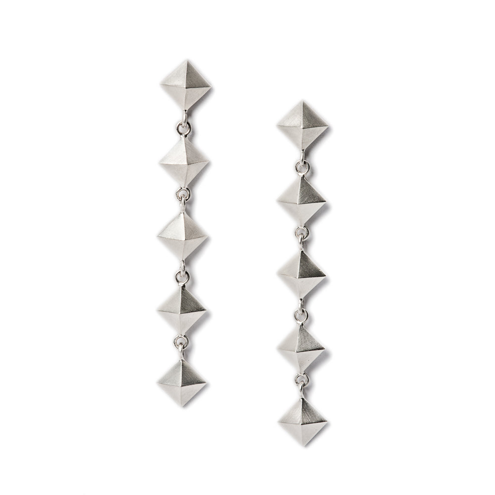 Pyramid 5 Link Earrings ~ Sterling Silver