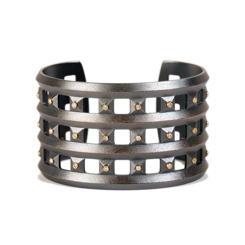 Pyramid Wide Cuff with Diamonds