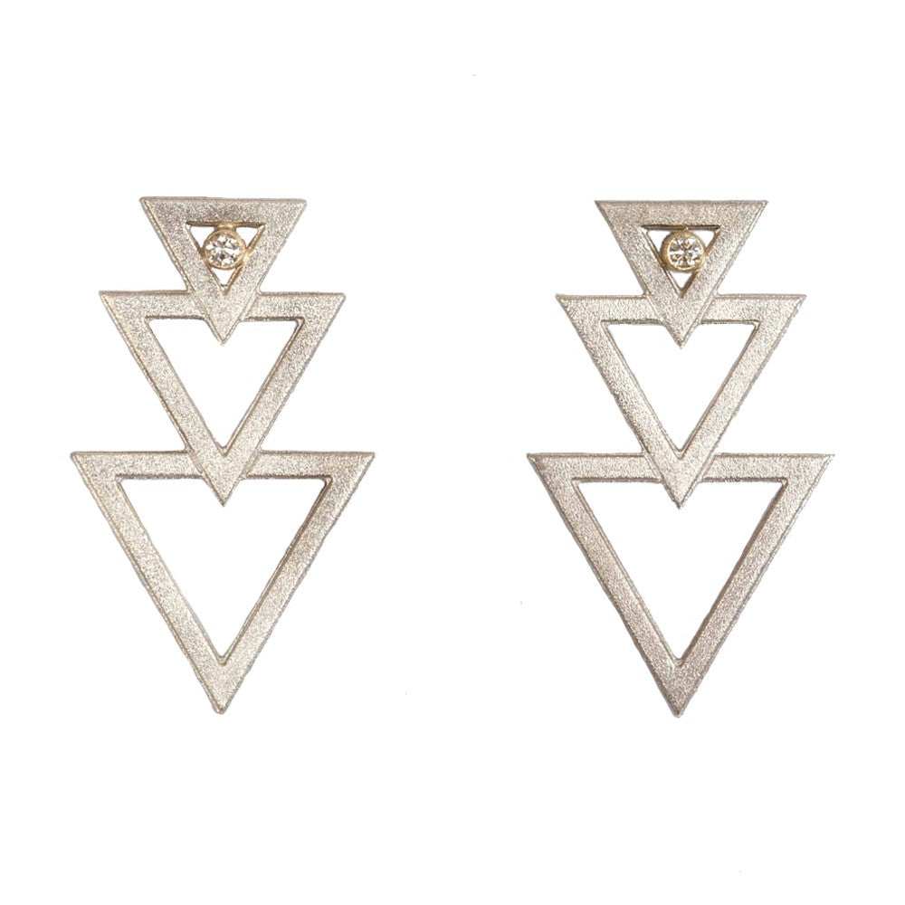 Maria Samora - Sterling Silver Triangle Earrings