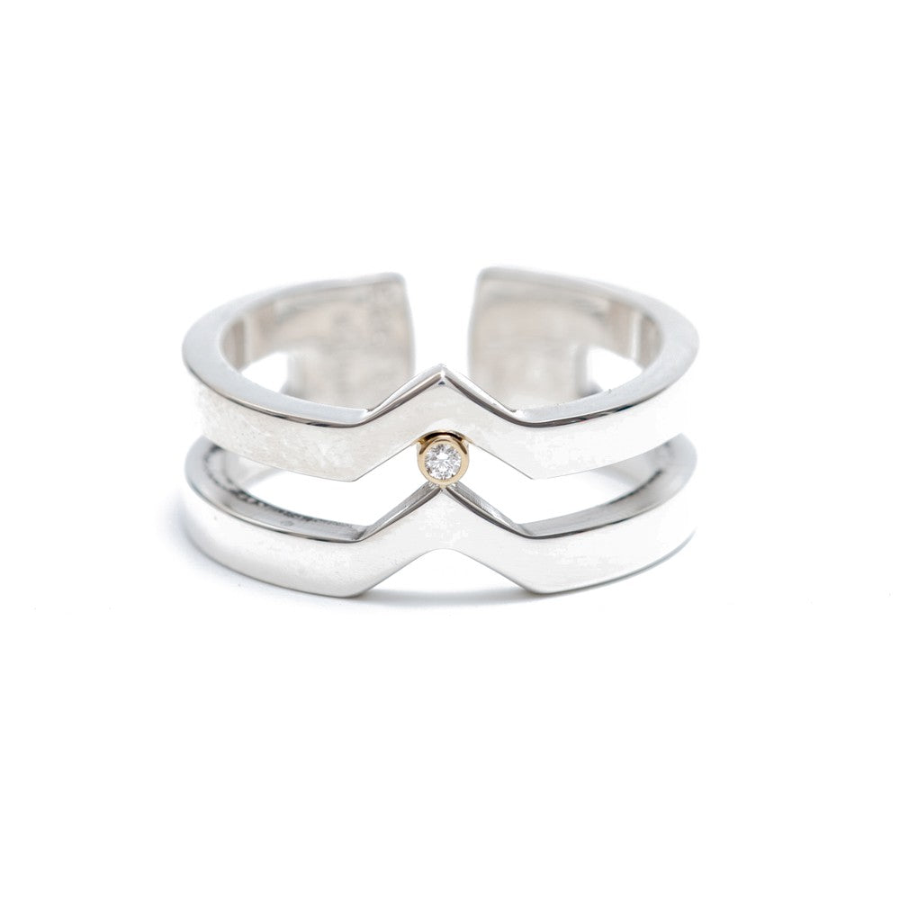 Maria Samora - Sterling Silve V Strata Narrow Ring