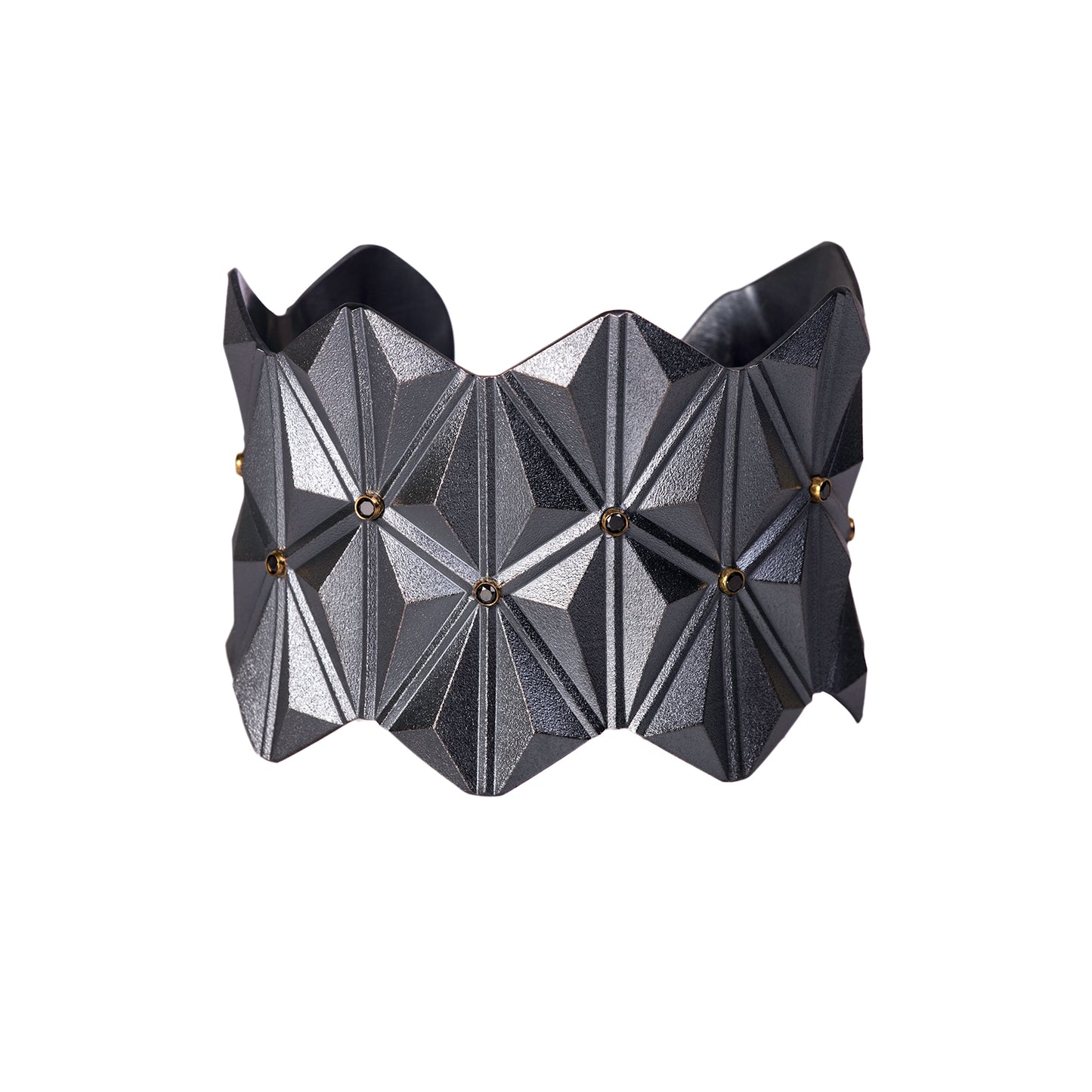 Tetra Wide Cuff with Black Diamonds