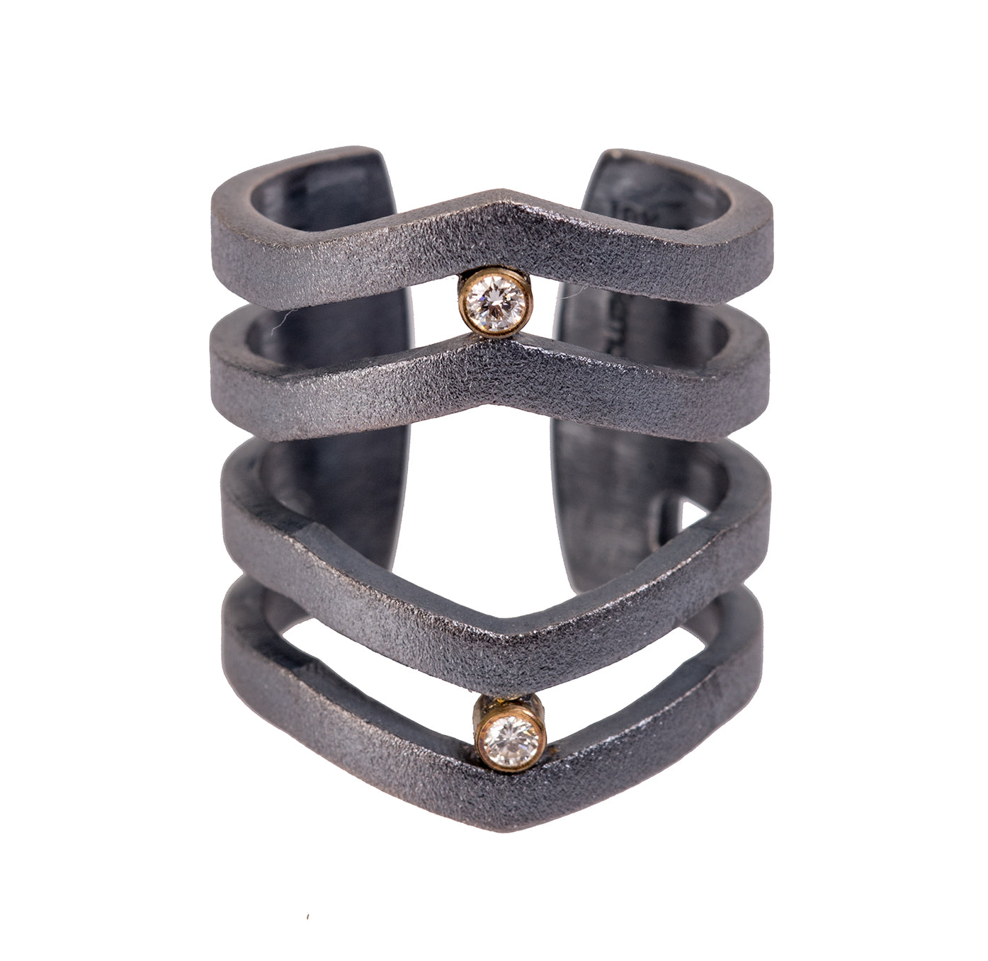 Strata Diamond Ring ~ Sterling Silver