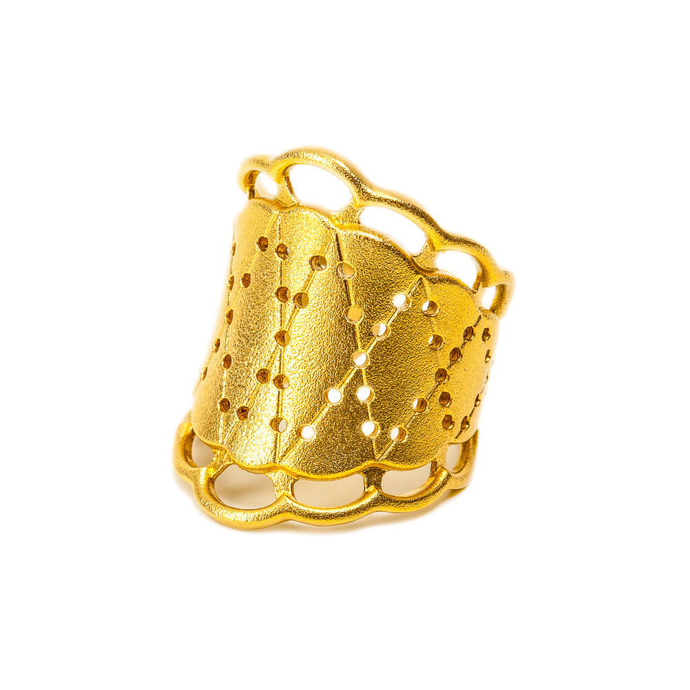 Lace Ring Wide ~ 18K Gold