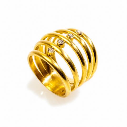 5 Band Ring Diamond Ring 18k Gold