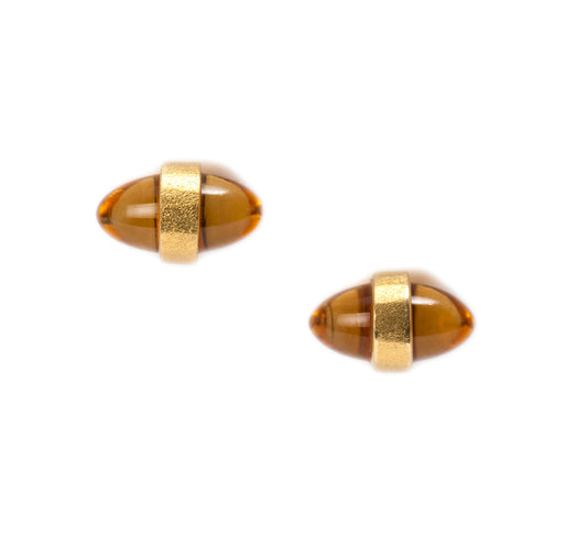 Bullet 18K Gold Studs with Citrine