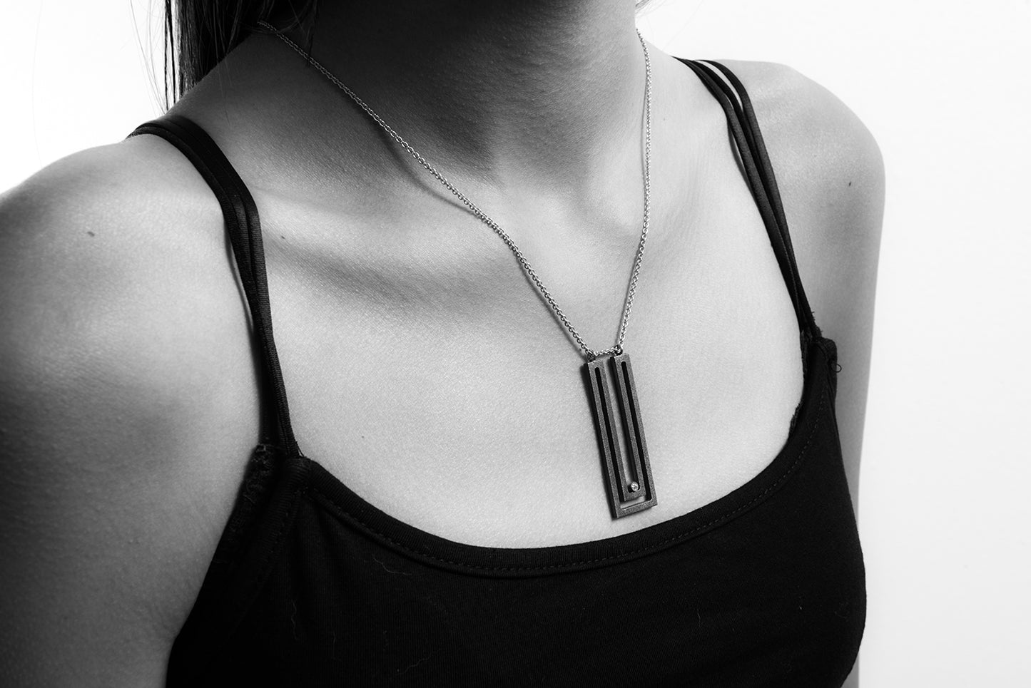 Strata Rectangle Pendant Oxidized Sterling Silver
