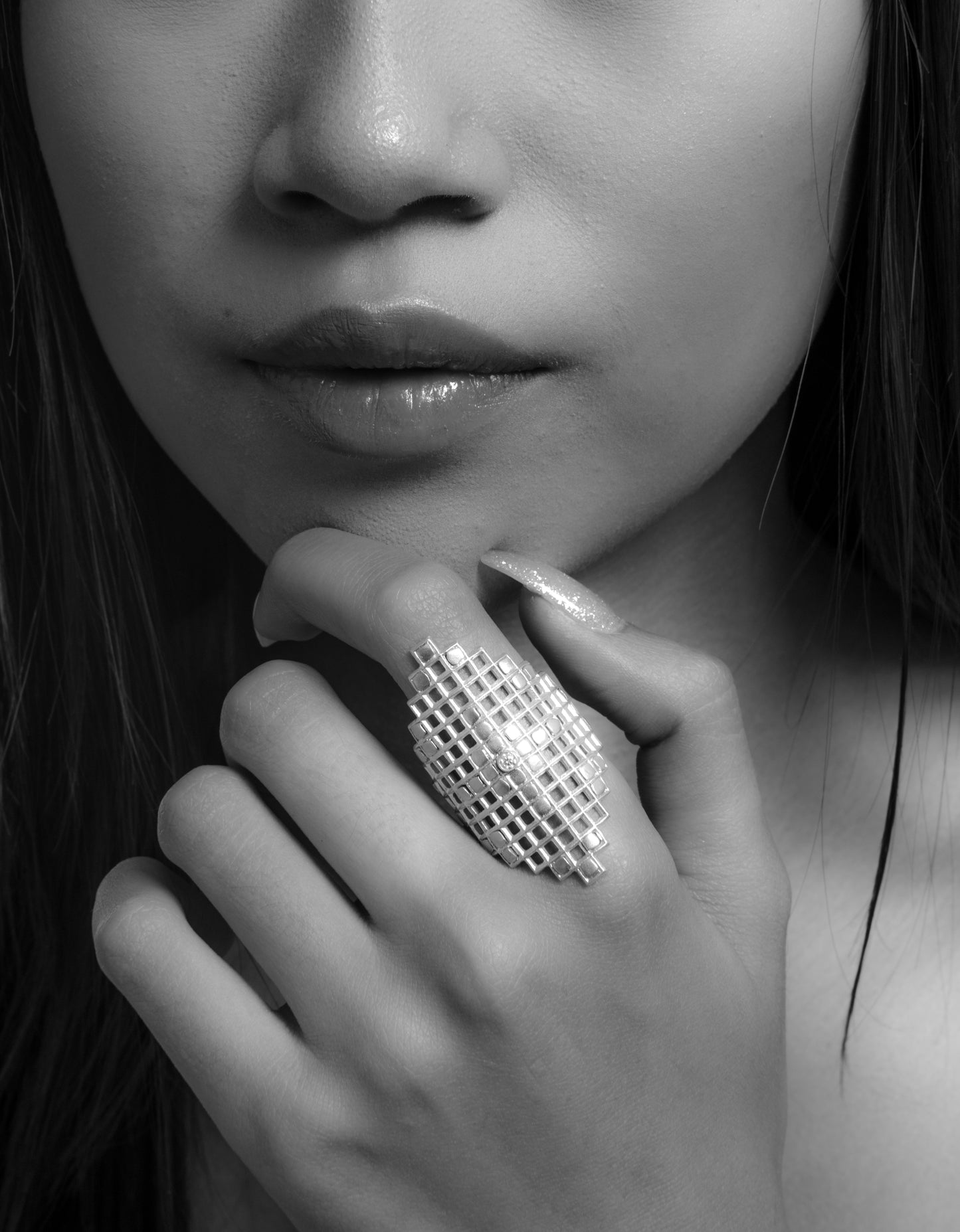 Lattice Ring with 18K Gold Rivets; Zia Pattern
