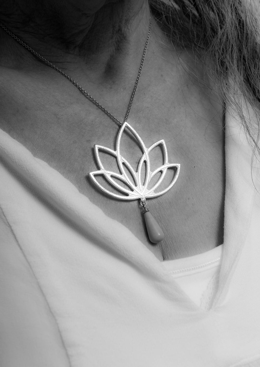 Lotus necklace ~ Kingman Turquoise Briolette